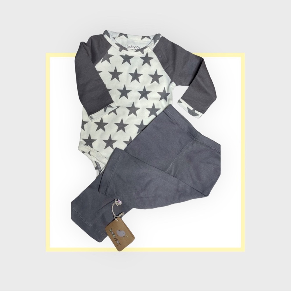 Babysoy Infant Boy 3-6 months long sleeve/pant All Star set.